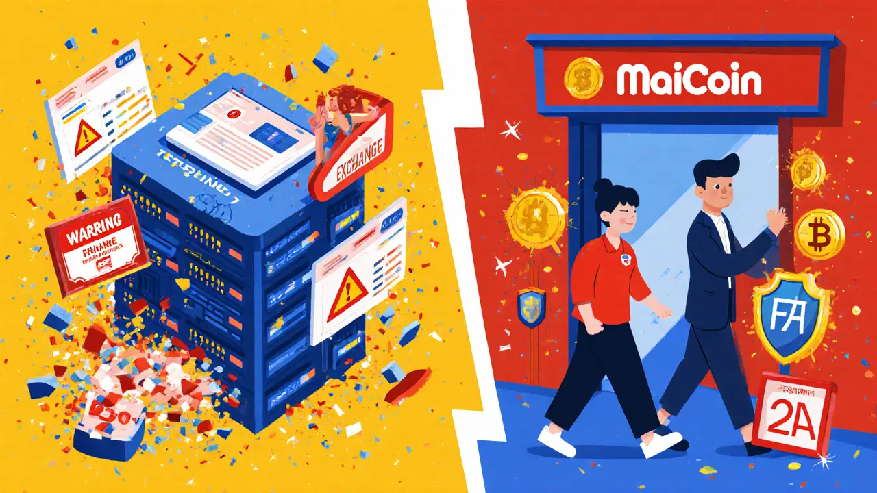 Personne se rendant au bureau physique MAX Exchange tandis que des plateformes frauduleuses s&#039;effondrent.