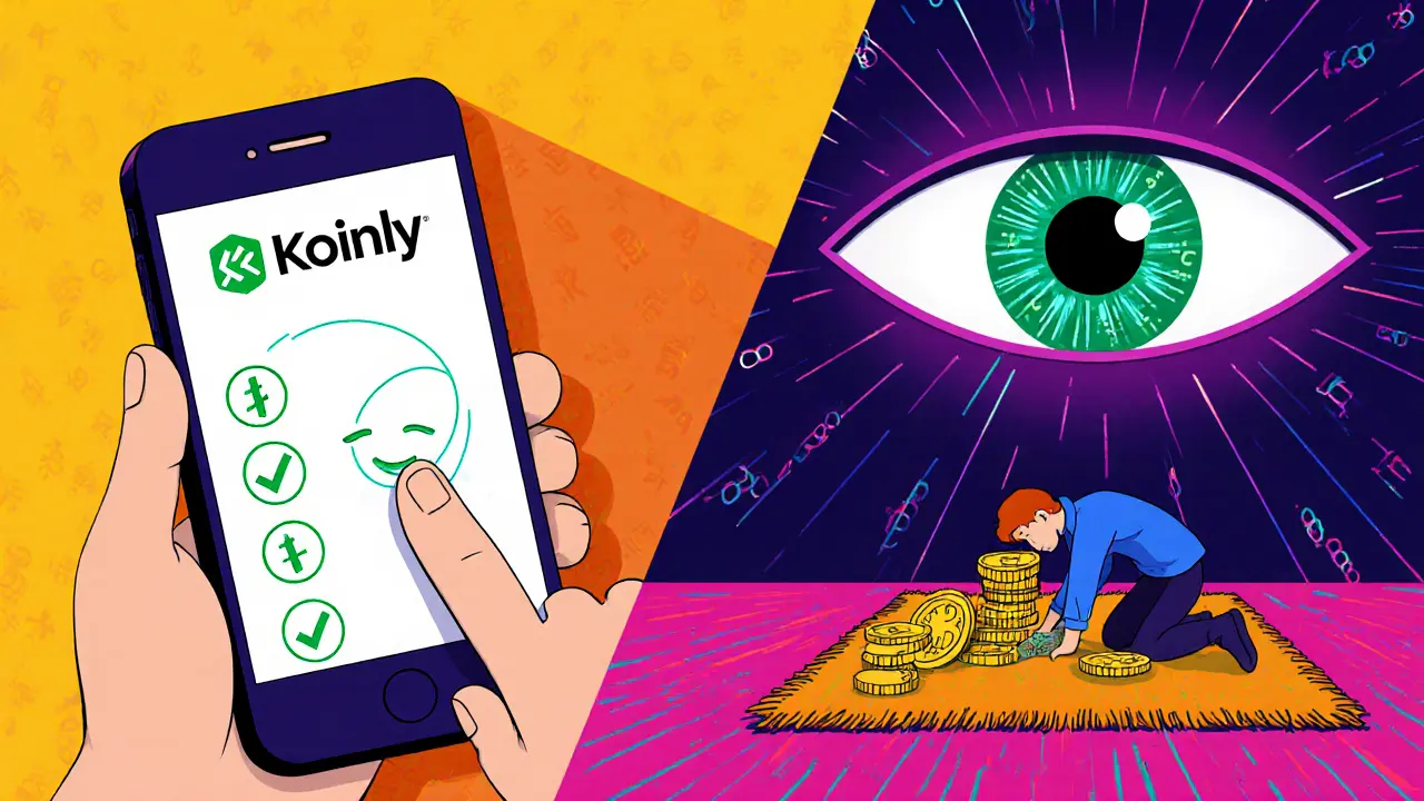 Scène divisée : une personne utilise une application fiscale en sécurité, l&#039;autre cache des crypto-monnaies sous un tapis.