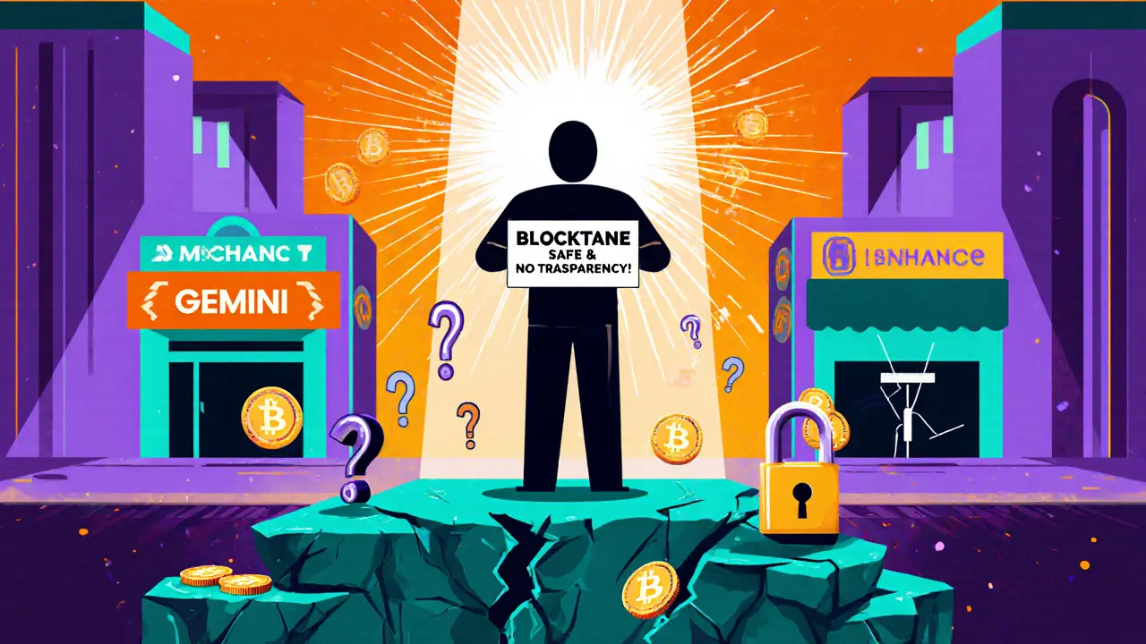 Une silhouette tenant un signe trompeur sur une plateforme qui s&#039;effondre, entourée de question marks et de pièces qui s&#039;évaporent.