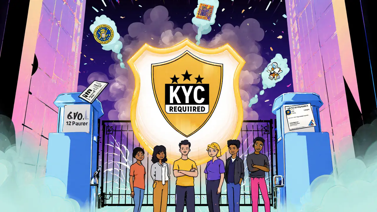 Des utilisateurs face à une porte verrouillée exigeant une vérification d&#039;identité, des méthodes frauduleuses disparaissent.