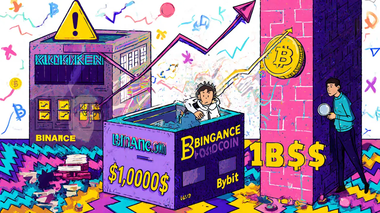 Tableau de bord crypto avec des comptes étrangers et un seuil de 10 000 $ franchi, un agent IRS observe.