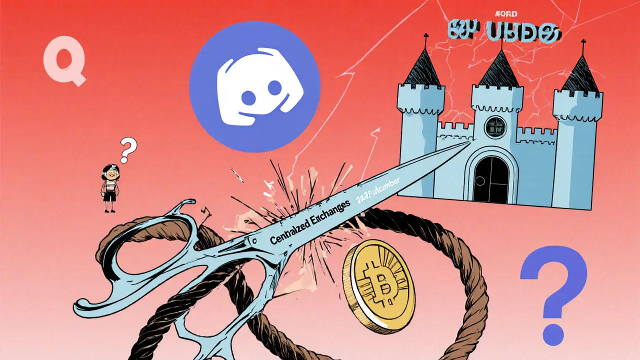 Scalpel géométrique LFJ v2.2 coupant les échanges centralisés, entouré de communautés contrastées, en style Memphis.