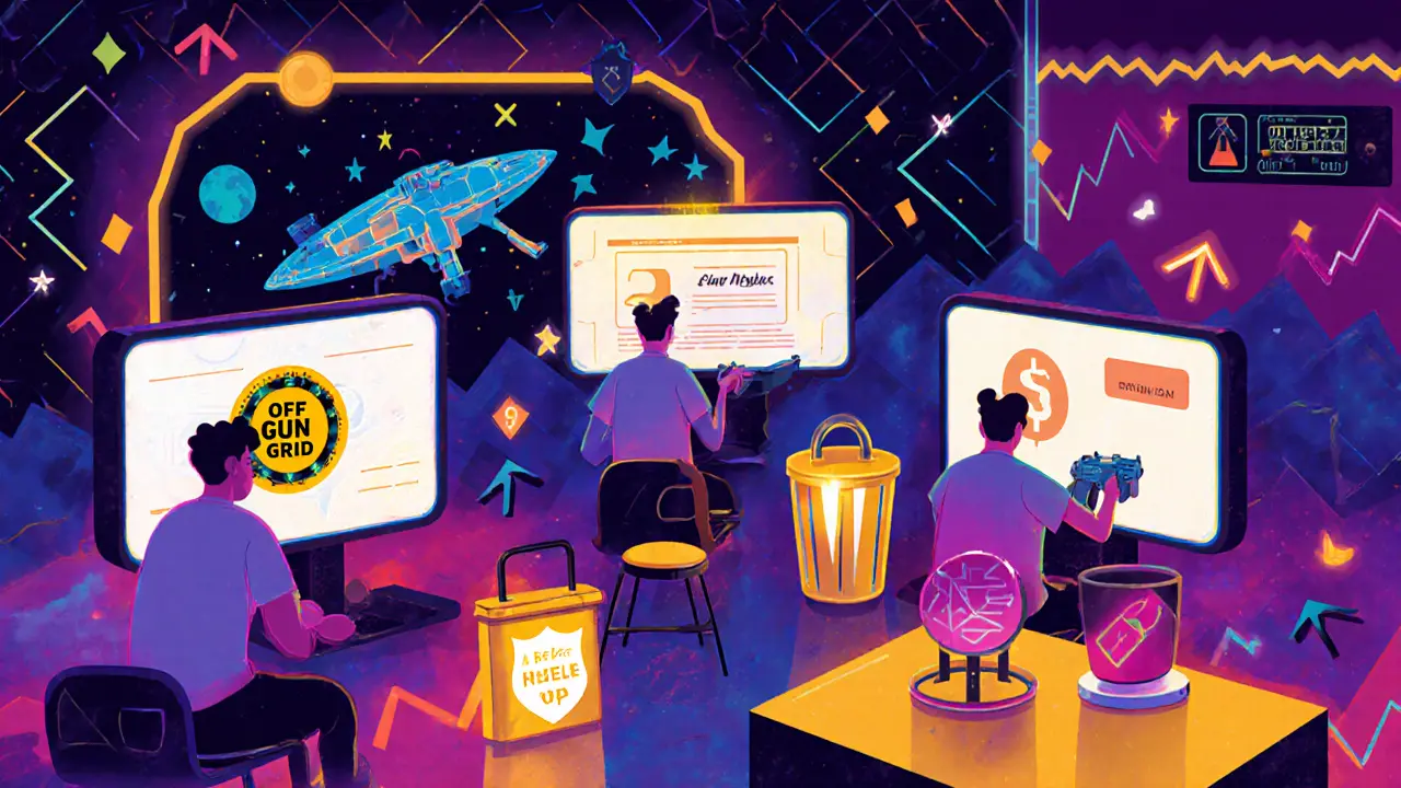 Trois joueurs dans une salle de jeu, protégés des arnaques, avec des jeux légitimes affichés à l&#039;écran.