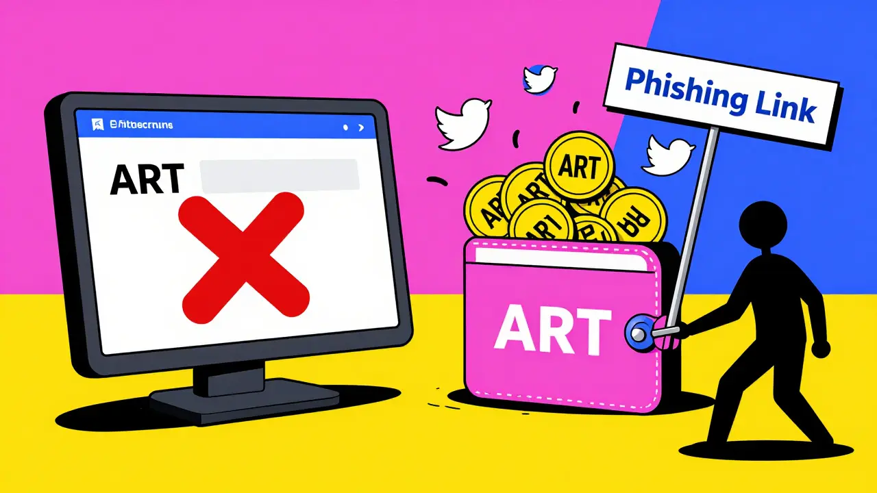 Comparaison entre un explorateur blockchain vide et un portefeuille trompeur, avec des symboles d'arnaque en style Memphis.