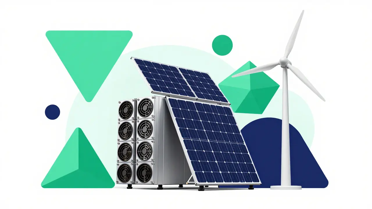 Rig Antminer S21 avec énergie renouvelable, réseaux géométriques stables