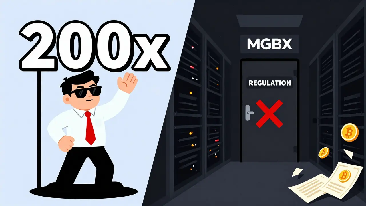 Scène divisée : trader risquant tout d'un côté, serveur vide et sans régulation de l'autre, style Memphis.