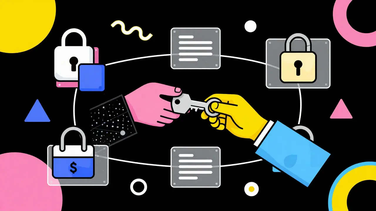 Accès autorisé illustré avec des blocs de données et des clés numériques.