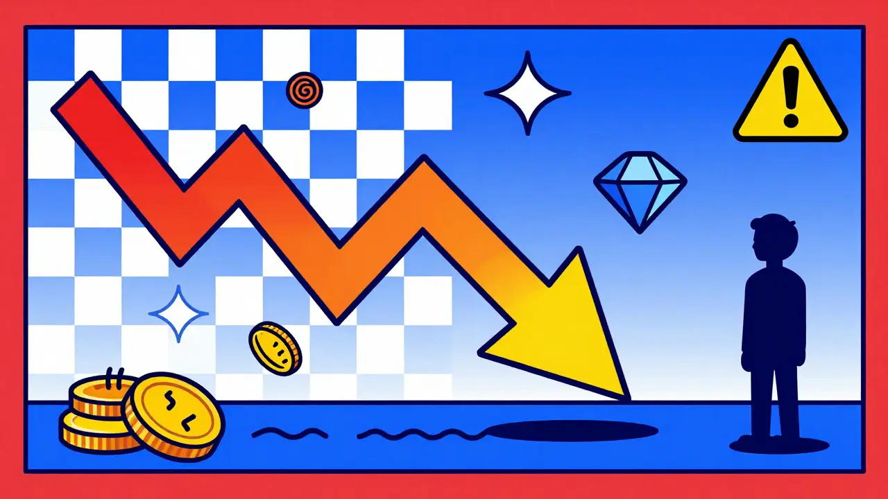 Risque d'investissement illustré par flèche descendante et pièces instables