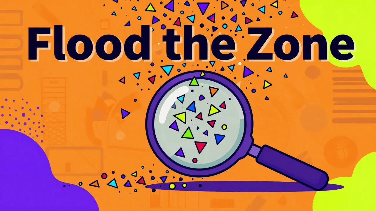 Aperçu style Memphis d'une multitude de petites transactions saturant une loupe d'analyse.