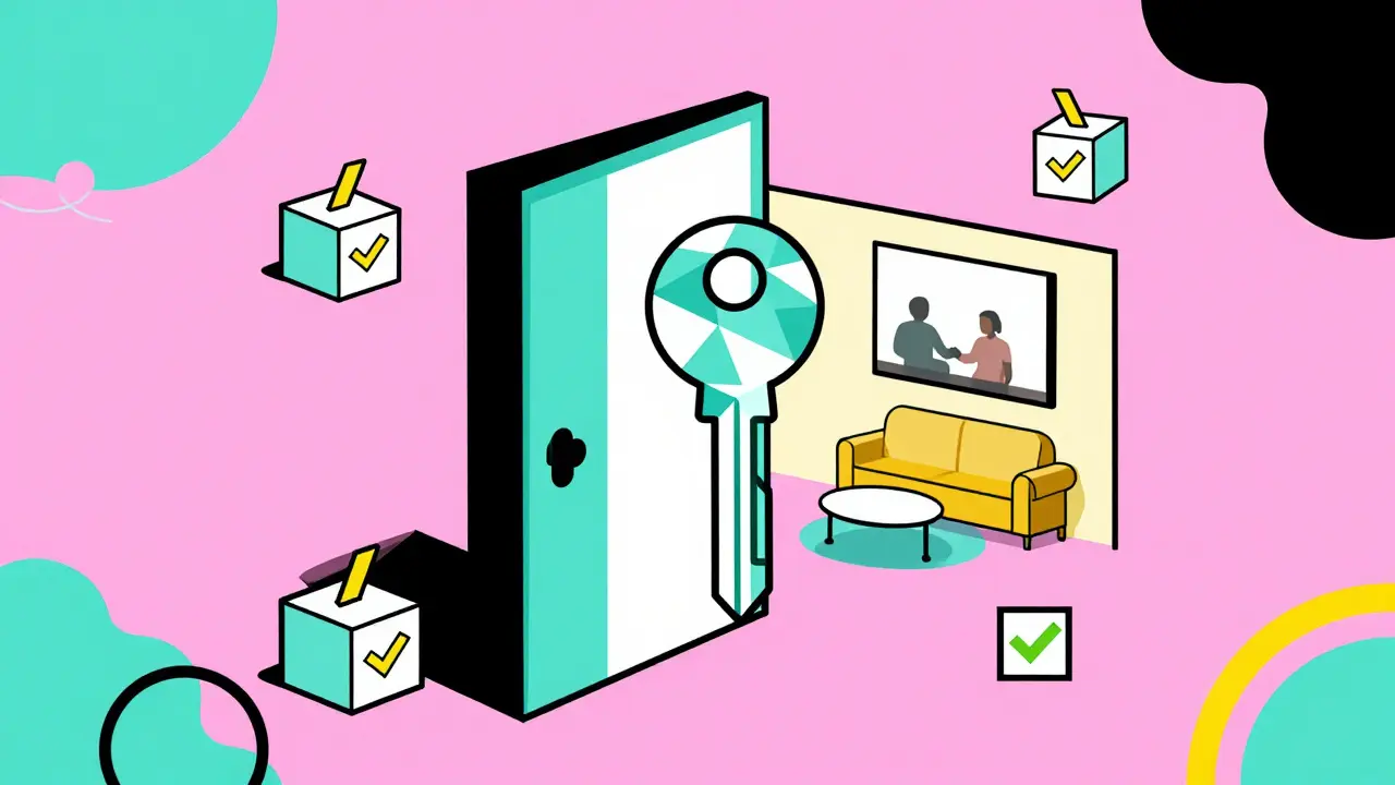 Illustration Memphis montrant un jeton servant de clé d'accès à des services exclusifs et au vote.