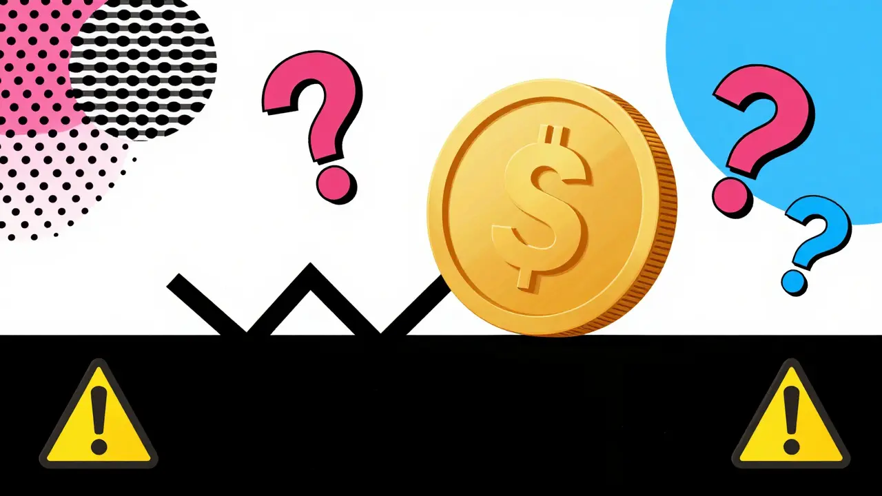 Image conceptuelle Memphis montrant un jeton en équilibre symbolisant le risque financier.