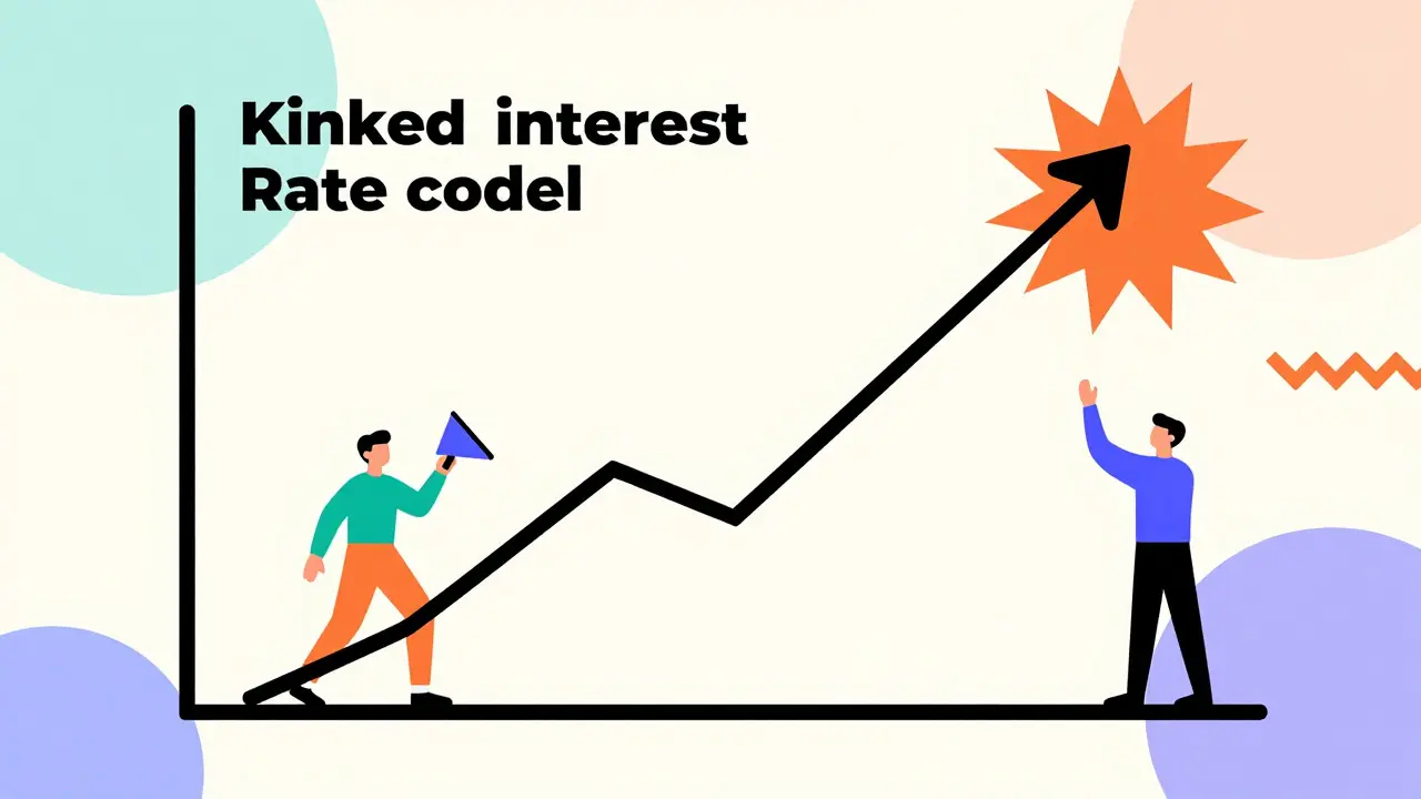 Courbe de taux d'intérêt avec un point d'inflexion marqué par des éléments graphiques colorés