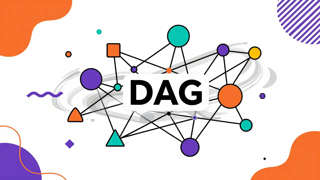 Réseau de nœuds interconnectés représentant la technologie DAG rapide et scalable.