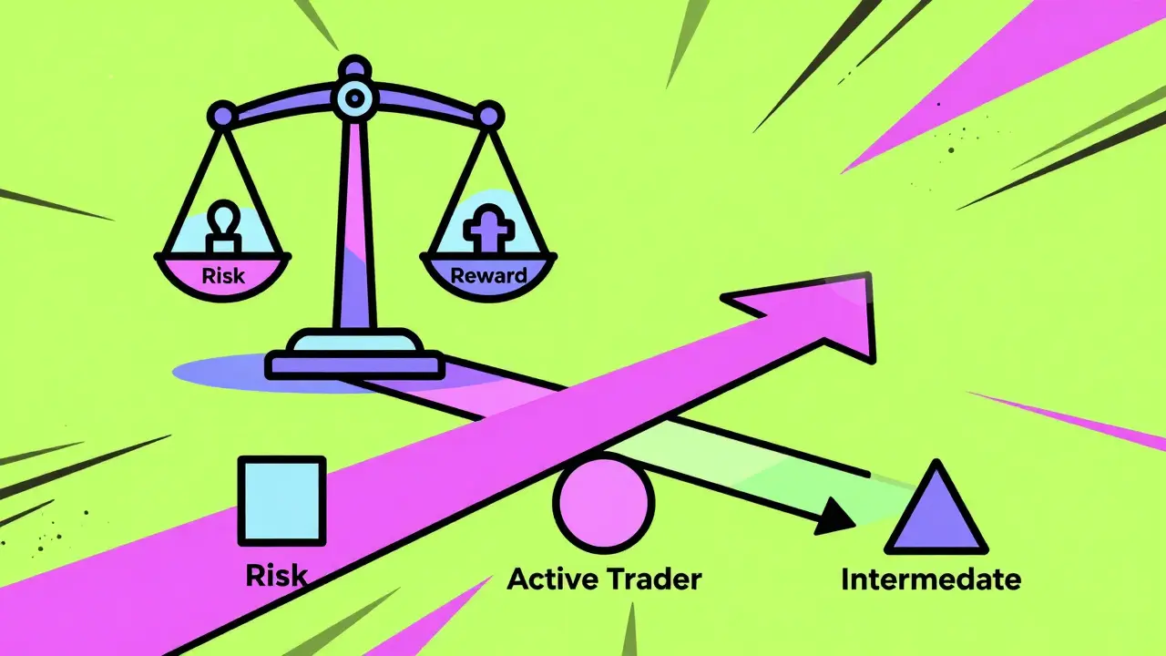 Balance illustrant le choix stratégique entre risque et récompense dans le trading