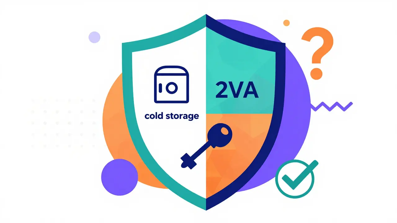 Bouclier de sécurité numérique avec symboles de stockage froid et authentification