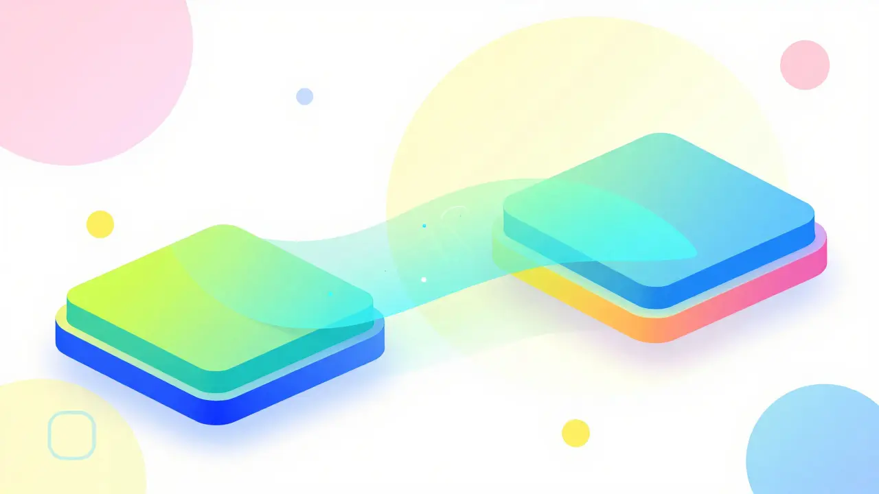 Design Memphis : connexion fluide entre deux plateformes via un tunnel ZK lumineux