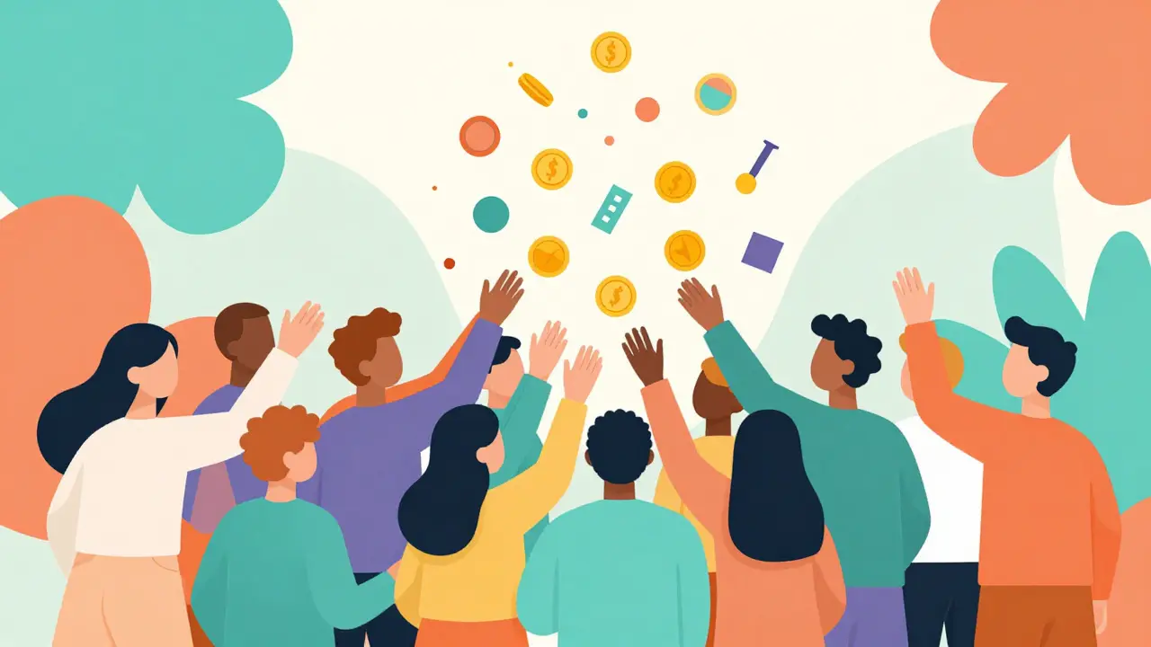 Figures abstraites recevant des récompenses dans un design graphique dynamique