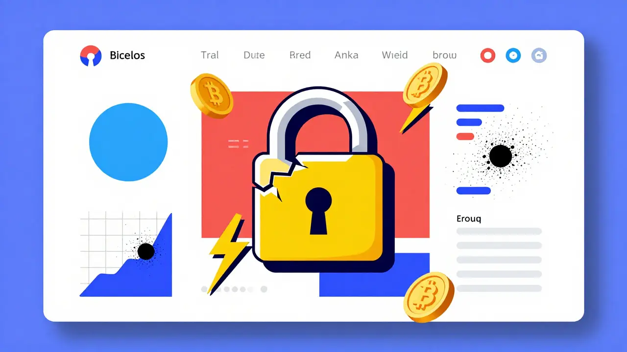 Interface web fausse et cadenas brisé dans le style Memphis