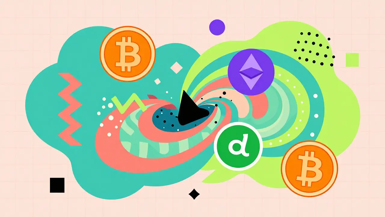 Mélange de cryptos abstrait style Memphis pour le blanchiment