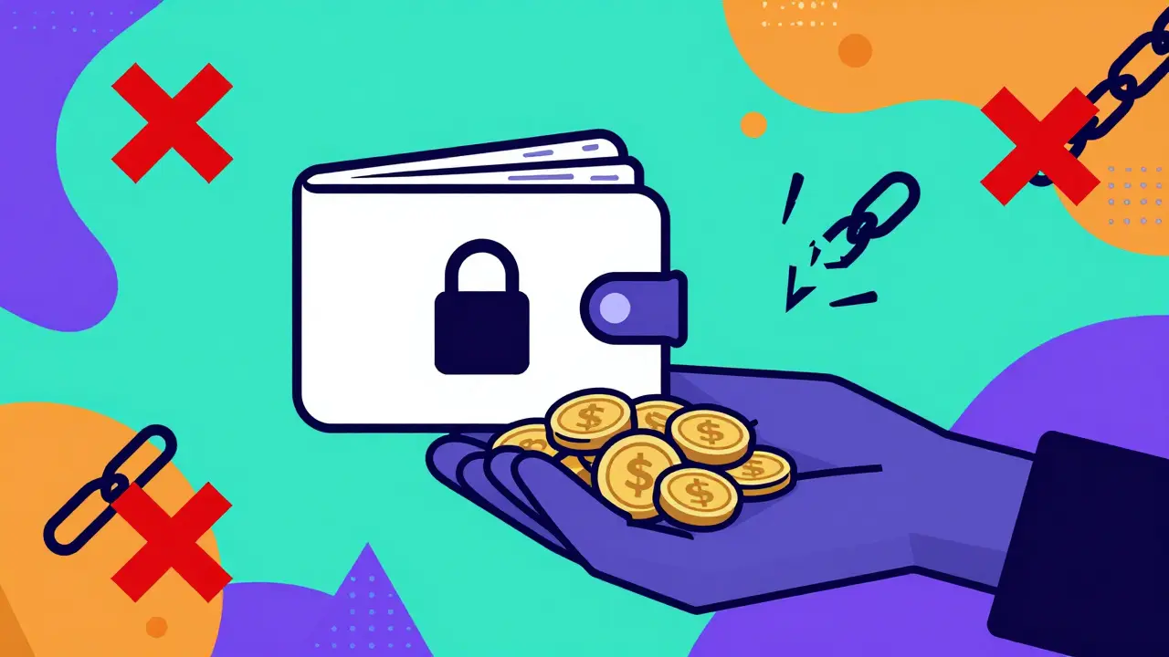 Portefeuille numérique confronté à des risques de phishing abstraits colorés