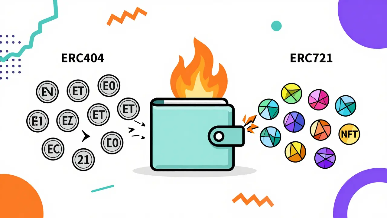 Schéma Memphis : mécanisme technique du standard ERC404 et NFT