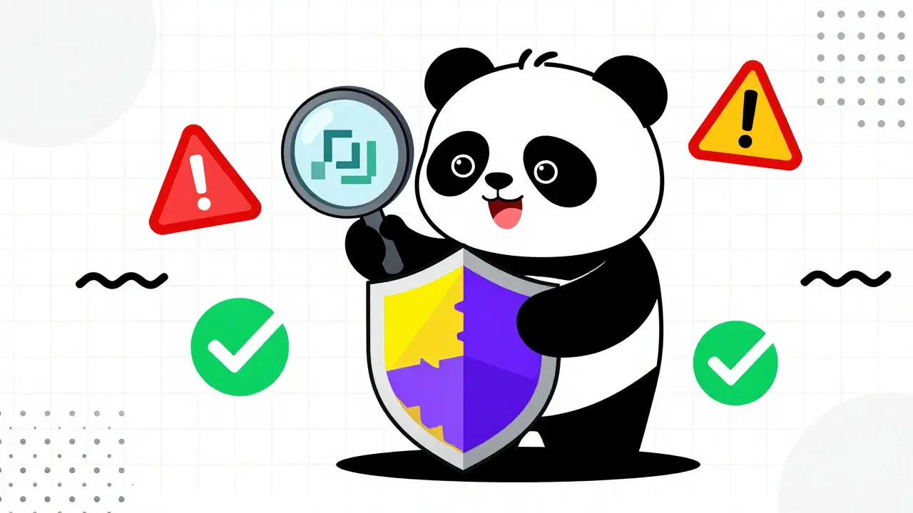 Un panda derrière un bouclier géométrique symbolisant la sécurité des actifs