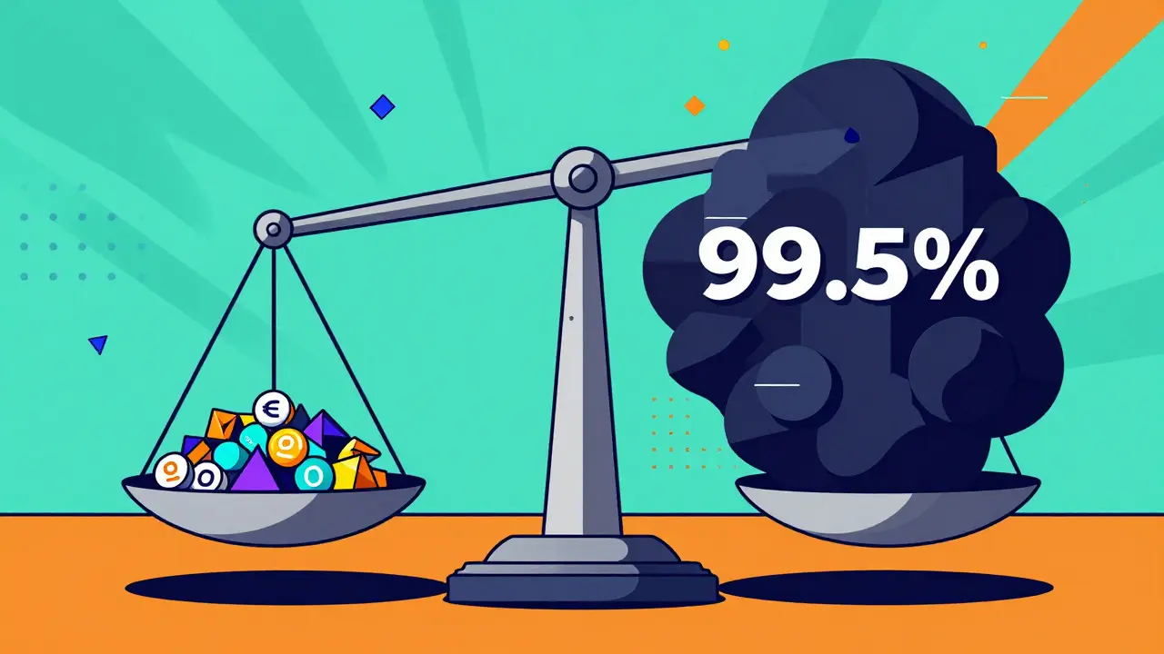 Balance déséquilibrée montrant le risque de dilution des tokens