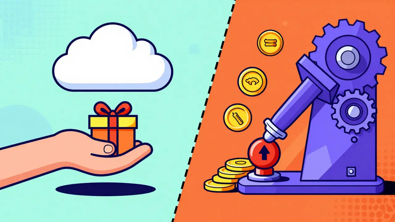 Comparaison graphique entre un airdrop gratuit et une promotion de trading active