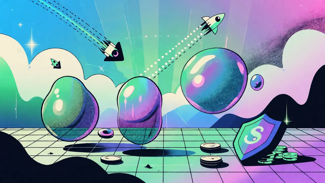 Paysage futuriste illustrant les blobs de données d'EIP-4844 réduisant les coûts des Rollups.