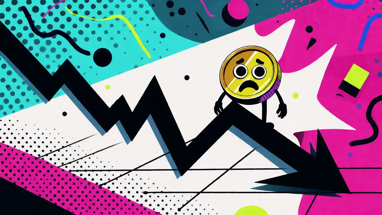 Graphique en chute libre pour un jeton crypto à faible liquidité