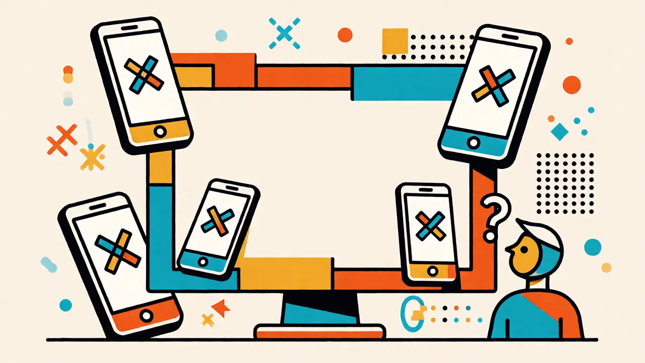 Illustration abstraite montrant l'absence d'application mobile pour le DEX